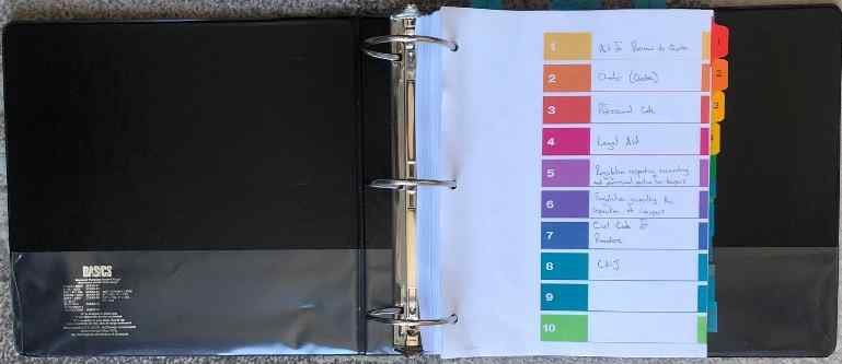 Sample study binder